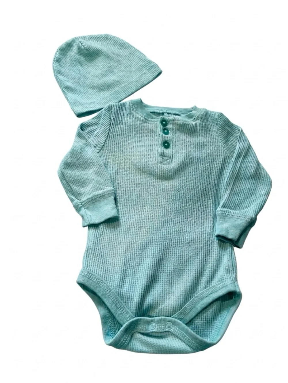 Long-Sleeve Teal Ribbed Baby  3 Piece Baby Boy Outfit